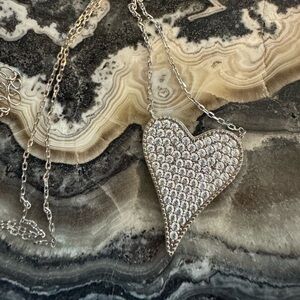 Beautiful CZ heart sterling necklace with extender.